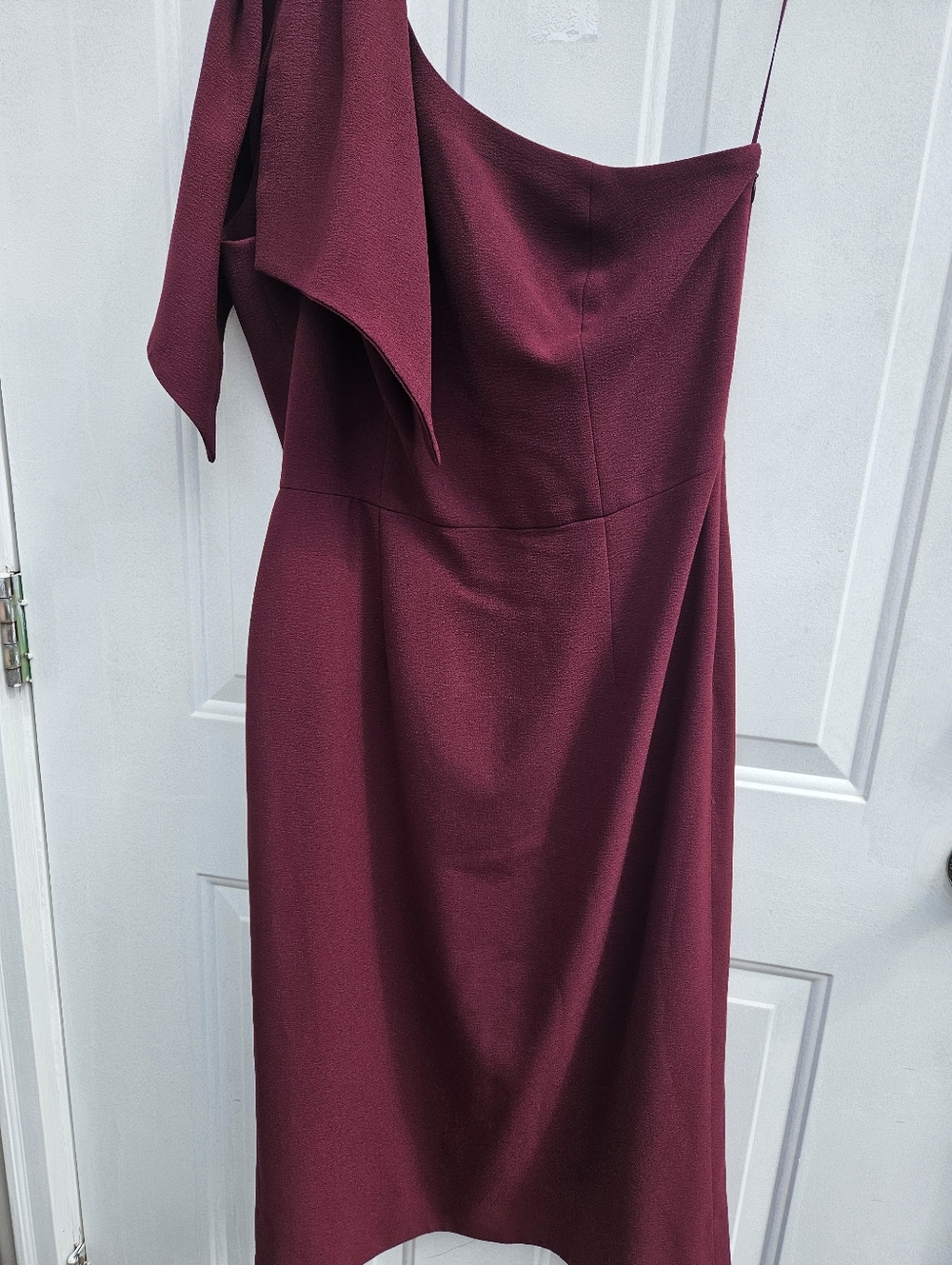Dress The Population Tiffany Burgundy One Shoulder Midi Dress Bridal Coctail L - Picture 3 of 16
